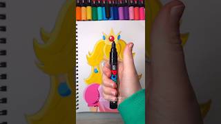 Drawing Princess Peach with Posca Markers! #shorts