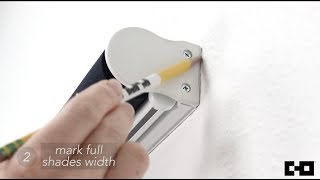 Chicology Home | Snap-n'-Glide Cordless Roller Shade Tutorial - Mark Shades + Brackets (Step 2-3/6)