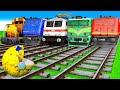 【踏切アニメ】あぶない電車 Ms PACMAN Vs 5 Train Crossing 🚦 Fumikiri 3D Railroad Crossing Animation #3