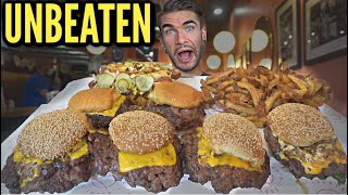 IMPOSSIBLE Smash Burger Challenge (Over 9LB) With Gourmet Hotdogs in Des Moines Iowa! Man Vs Food