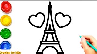 How To Draw The Eiffel Tower For Kids | Eiffel Tower Drawing |