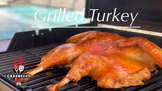 Pavo a la parrilla - Grilled Turkey smoked on Weber gas grill Ep #49