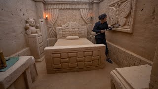 Building The Most Complete and Warm Survival Shelter Bushcraft earth hut