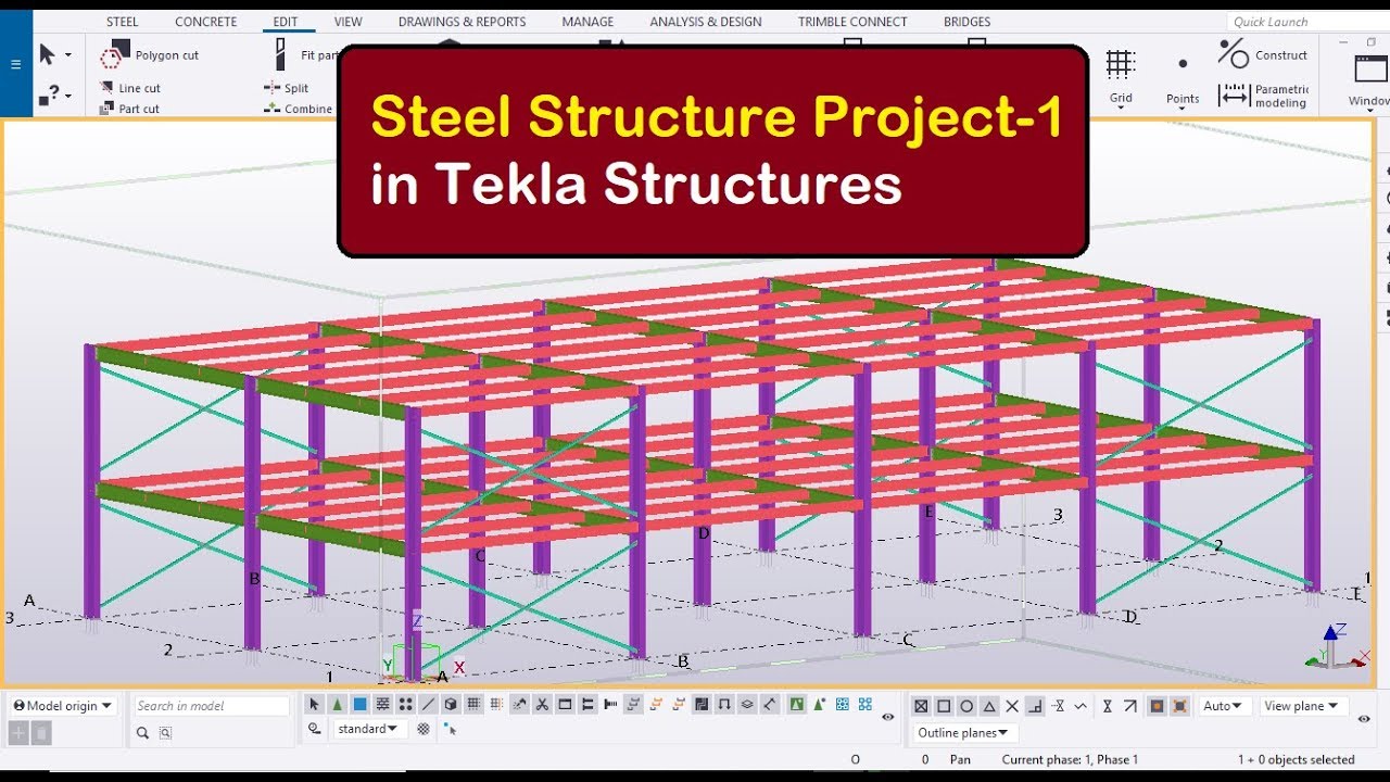 Steel Structure Project 1 In Tekla Structures - YouTube