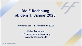 E-Rechnung Webinar für Selbständige