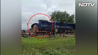 On Camera, Train Rams Truck At Railway Crossing In Karnataka