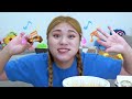 spicy rose sauce tteokbokki chicken mukbang eating show by hiu 하이유