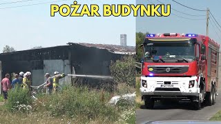 Pożar budynku gospodarczego w Czamaninie-Kolonii 20.07.24 - Alarmowo zastępy Straży i miejsce akcji