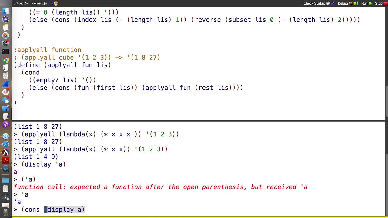 Csc323 Scheme Applyall Lambda Display Let Youtube