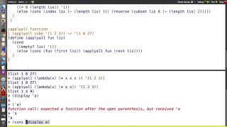 CSC323 - Scheme - applyall, lambda, display, let