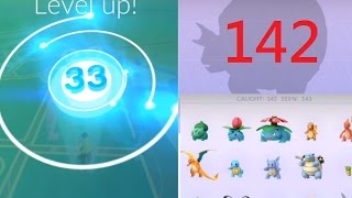 *POKEMON GO-終於集滿圖鑑最後一張， 第142種POKEMON(個人第一稀有)，進化隆隆岩，台語如何說