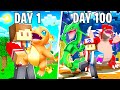 I Spent 100 Days in HARDCORE Minecraft PIXELMON!