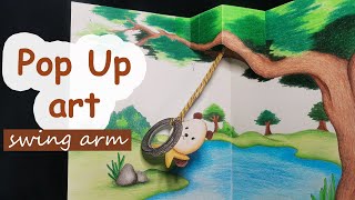 Pop Up Illustration/Art - A tutorial how to make a pop up card with swing arm mechanism