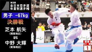 【決勝！】「第2回全日本空手道体重別選手権大会」男子組手 -67kg 決勝戦！ 芝本航矢 vs 中野大輝