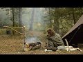 BUSHCRAFT TRIP - BELOW FREEZING, CANVAS TENT, SAMI FIRE, REINDEER SKIN, FINNISH AXE etc.