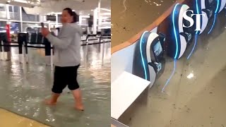 Auckland Airport flooded amid heavy rain in New Zealand