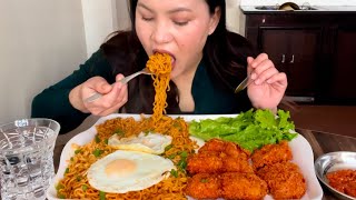 2XSPICY CURRENT NOODLES EGG FRY CRISPY FRIED BASA FILLETS SPICY ACHAR🔥🔥@gurungfamily4715