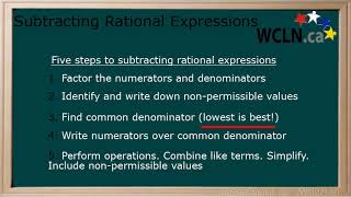 WCLN - Math - Subtracting Rational Expressions