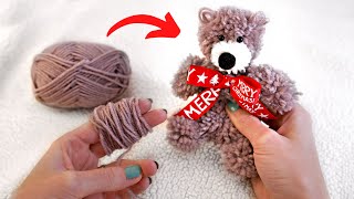 Easy Pom Pom Teddy Bear Making Idea - DIY Soft Toys - How to Make Yarn Teddy Bear 🐻