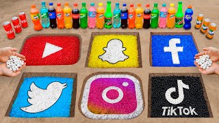 Coca-Cola & Mentos vs TikTok, Snapchat, Instagram, YouTube , Facebook, Twitter Logos with Orbeez
