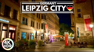 Leipzig City, Night Walk in Eastern Germany - October 2022 4K-HDR