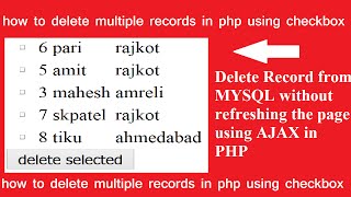 delete multiple record using checkbox without refreshing the page in php-ajax