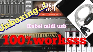 Unboxing.kabel midi USB.konek keyboard jadul dan aplikasi org 2021