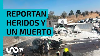 Tráiler choca con varios vehículos en la México-Puebla