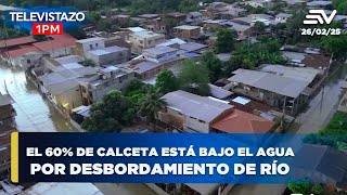 El 60% de Calceta está bajo el agua por desbordamiento de río | Televistazo 1PM #ENVIVO🔴