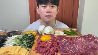 쫀득쫀득 담백한 육사시미\u0026육회에 소주한잔 먹방[MUKBANG]