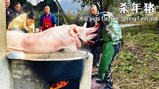 Slaughtering the New Year's pig for a feast, gathering with dear friends and family.