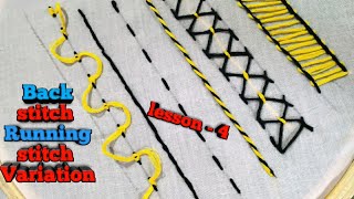 बॅक टीच और रनिंग टीच वेरिएशन के साथ कैसे करे?How to do running stitch & back stitch with variation.