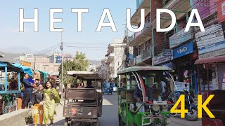 Motorcycle Riding Tour in Nepal, Hetauda, Nepal, City view street ride, POV 4K