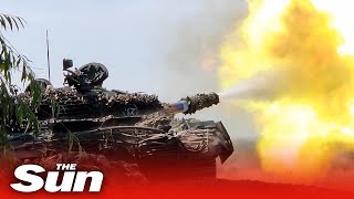Russian tank strikes Ukrainian targets