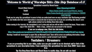 WOWSB: Elite Ship Database V3.0 Tutorial