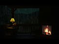 Stormy Rain Envelops a Forest Cabin | Warm Fireplace Ambience for Deep Sleep and Quiet Focus