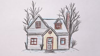 Как нарисовать Дом поэтапно легко | Простые рисунки