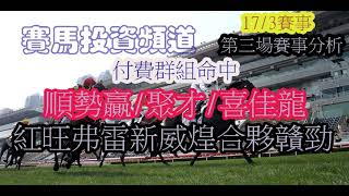 賽馬投資-17/3/2021香港賽馬第3場貼士心水 HK Horse Racing Tips R3