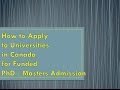 How to Apply to Canadian Universities for Scholarship for PhD Masters MASc admission