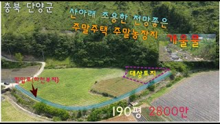 [단양토지매매]조용한 시골마을 산자락아래 전망좋은 주말농장,농막,쉼터부지 2800만원    한사랑부동산 전원일기tv  010-9210-6396