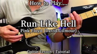 RUN LIKE HELL - Pink Floyd. Guitar Lesson / Tutorial. Classic Tracks of the 70s.