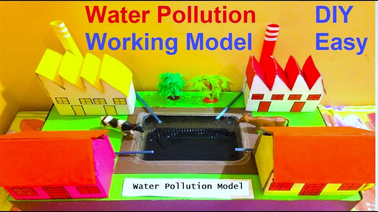 Water Pollution Working Model Making Using Cardboard And Dc Motor Diy