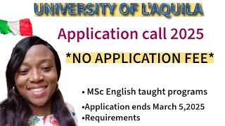 University of L'aquila🇮🇹|Intake 2025|Requirements \u0026 application procedure