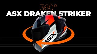 Capacete ASX Draken Striker - Preto / Grafite / Vermelho Fosco - Visual Completo em 360º