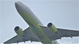 Jin Air Boeing 777-200ER (HL7743) takeoff from KIX/RJBB (Osaka - Kansai) RWY 06R