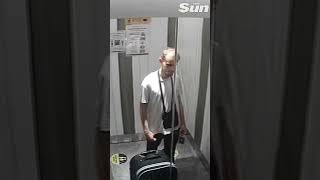 Chilling moment tycoon leaves hotel after 'sawing model her to death' #shorts