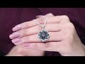 august birthstone black spinel flower pendant necklace with diamond