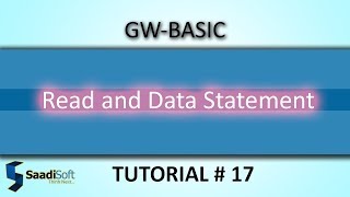 Read and Data statement || GW basic || Tutorial # 17