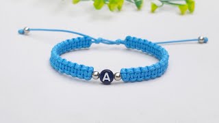 How To Make Bracelet Square Knot with Beads | Macrame Bracelet Tutorial