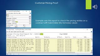 PRICING CUSTOMER PRICING PROOF